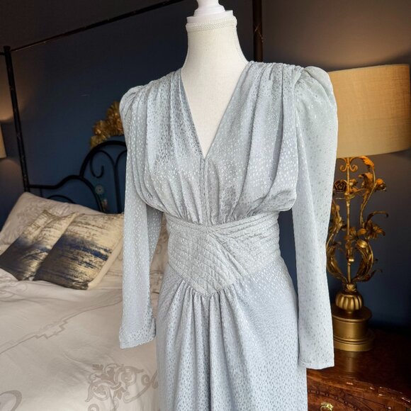 Vintage Ice Grey-Blue Long Sleeved Dress - Picture 5 of 13